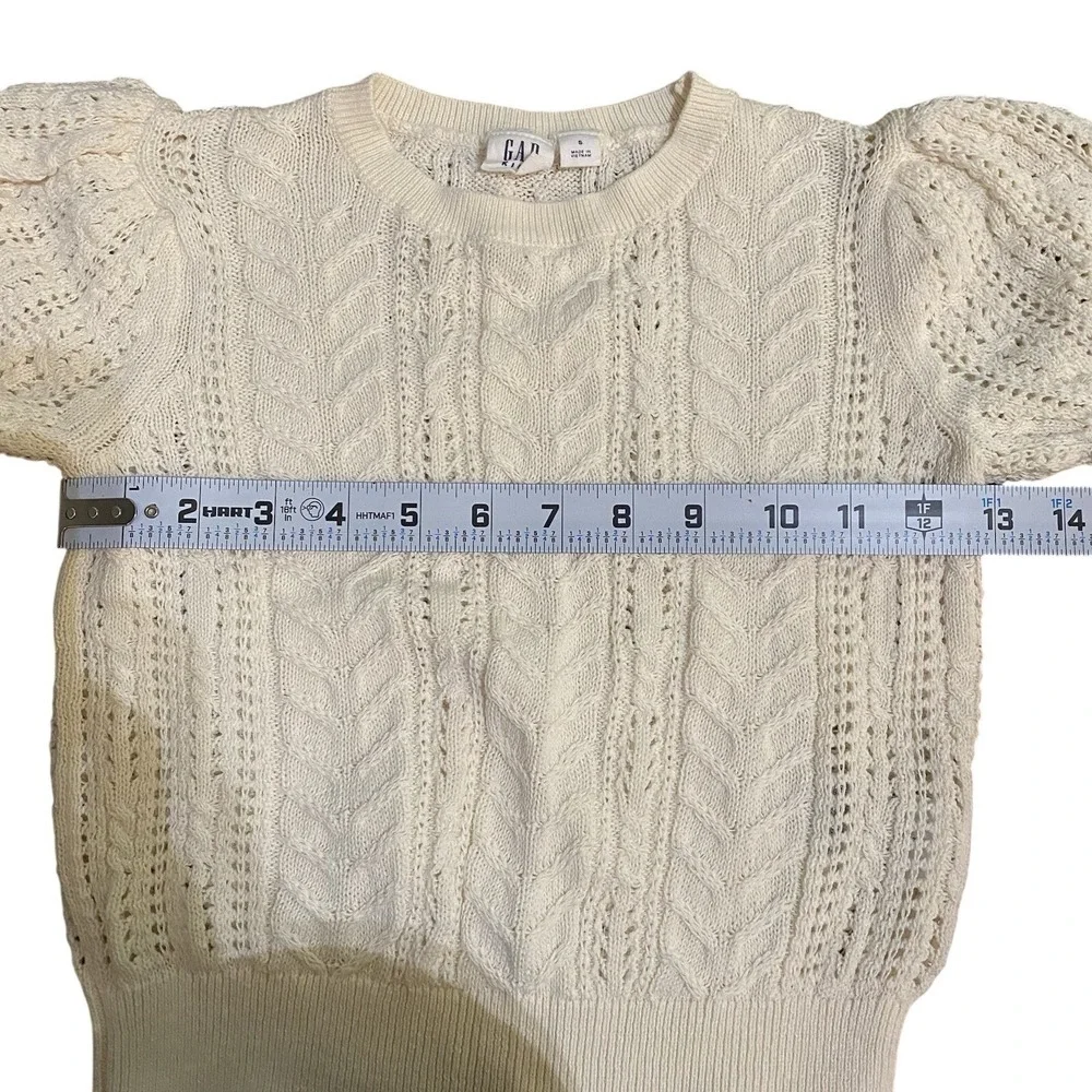Gap Kids Girls Size Small Cream Cable Knit Short Sleeve Sweater Boho Cottagecore